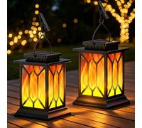MLOQI 2 Pièces Lanterne Solaire Exterieur Jardin, Lanternes Solaires Décoratives IP65 Étanche Suspension Lumiere LED Exterieur avec Clips Grande Lanterne pour Jardin Patio Balcon Camping