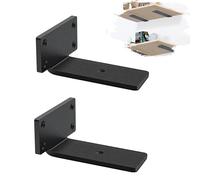 MLOQI Lot de 2 Equerre Etagere Murale, équerre Industrielle,Equerre Charge Lourde,5 mm D'épaisseur, Support Invisible étagère Murale avec Vis (Noir 10 cm)