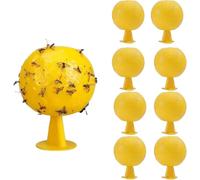 MLordoarf Lot de 8 pièges à mouches à fruits jaunes - Boules d'insectes collantes naturelles et respectueuses de l'environnement - Pour mouches des fruits, fourmis, moustiques et araignées