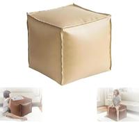 MLordoarf Sac de coussin remplissable, pouf vide, pouf en cuir, solution de rangement de coussin de repose-pieds de 40,6 cm, sac de rangement décoratif en forme de cube pour repose-pieds