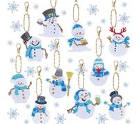 MLPKOI 10 Pièces Porte-Clés de Peinture de Diamants Noël, Bonhomme Neige Pendentif Arbre de DIY Painting Diamant Porte Clé Noel pour Loisirs Créatifs de Noël