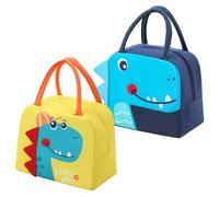 MLPKOI 2 Pièces Petit Sac Isotherme Repas Enfant, Sac Repas Lunch Box, Llunch Bag Isotherme, Ssac à Lunch Isolant Réutilisable, Souple et Pliable(Bleu Marine & Jaune)