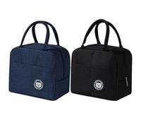 MLPKOI 2 Pièces Sac Isotherme Repas, Ssac à Lunch Isolé, Petit Sac Lunch Box, Llunch Bag Isotherme, Petit Panier Repas pour pour Adults Enfants École Bureau Pique-nique (Noir & Cyan Tibétain)