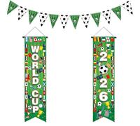 MLPKOI 2Pcs Bannière de Porte pour Coupe du Monde, Drapeaux du Coupe du Monde Football 2026 Bunting pour Euro Footaball Fans Bar Jardin Masion Clubs Sportifs Décor