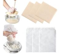 MLPKOI 3 Pièces Etamine Alimentaire Cheesecloth, non blanchi Pour fromage fait maison jus lait, 50x50cm Tissu Ourlé Mousseline, 3 pièces sac a lait vegetal nylon, filtre lait végétal reutilisable