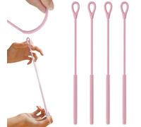 MLPKOI 4 Goupillons Paille Silicone, 9mm Brosse Réutilisable Extra Longue Anti Dérapant Écailleur en Silicone pour Bouchon de Bouteille Fentes Tuyaux Tubes (Rose)