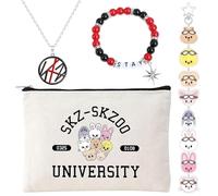 MLPKOI 4 Pièces Skz Ensemble, Stray Merch ave Porte Clef, Collier, Bracelet, Trousse de Toilette, Cadeaux Kpop pour Hommes et Femmes