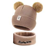 MLPKOI Bonnet Naissance, Chapeau et Écharpe de Bébé d'hiver Set, Bbonnet Bebe Naissance, Bonnet Enfant Hiverr, Echarpe Enfant, Bonnets Hiver avec Pompon pour Fille Garçon de 0 à 24 Mois (Kaki)