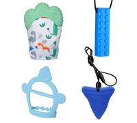 MLPKOI collier à macher, Lot de 4 colliers sensoriels à mâcher, Anneau Dentition Bebe, collier anti stress enfant, pour enfants et adultes souffrant de d'autisme et de TDAH, durables et solides