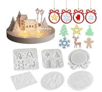 MLPKOI Lot de 6 Moule Noël, Pendentif de Noël, Moules en à Verser pour la Décoration de Noëls, Noëls 3D Moule, Moules en Réutilisable, pour Ornement Décoration, Bougies Parfumées