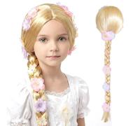 MLPKOI Perruque Princesse Cosplay, Perruque Raiponce, Pperruque de Princesse, Longues Tresses Blondes, Accessoire de Cheveux pour Filles et Enfants, pour Contes de Fées, Carnaval, Soirées à Thème