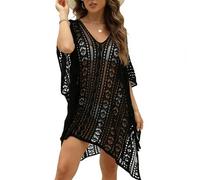 MLPKOI Robe de Plage pour Femmes, Sexy V-Cou Bikini Cover Up Chic Loose Semi-Transparent Robe Couvrir Crochet Maillots de Bain Cover Up Bohème Beachwear