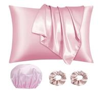 MLPKOI Taie d Oreiller en 50x75 Lot de 2, pour Cheveux, Housse Oreiller Protège Peau et Cheveux, Bedding Housse Coussin Douce, Ultra Douce, avec 2 Cordon de Cheveux 1 Bonnet, par envelopp