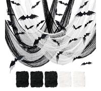 MLPKOI Tissu Effrayant d'halloween 5 Pièces, Decoration Effrayante Halloween Interieur avec 24 Fausses Chauve-Souris, Halloween Decoration Exterieur Effrayante, pour décorations d'Halloween, jardin, f