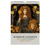 MLqkpwy 2025 Goddess Moon Phase Calendar Calendrier Lunaire De La Déesse Guerrière, Calendrier Mural Gothique Des Phases De La Lune, Spiritual Pagan Goddesses Moon Phase Astrology