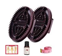 MLqkpwy Meridian Lot de 2 brosses de massage ergonomiques 15 x 10 cm avec huile pour la relaxation et le soulagement du stress, pour dos, jambes, bras