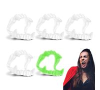 MLRUQRX 5 Pcs Dents De Vampire Pour Enfants Mors De Vampire Adapté Aux Enfants Stable Et Sans Danger Dracula Vampire À Clipser Halloween Et Carnaval Blanc Vert