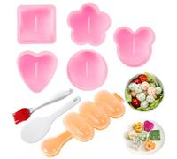 MLRYH Kit de Moules à Onigiri, 8 Pièces - Moule à Sushi Onigiri DIY, Moules à Boulettes de Riz avec Pelle à Riz et Pinceau de Cuisine (Rosa)