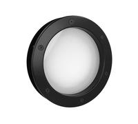 MLS Hublot B4000, Pour Portes, en Aluminium, Verre de Sécurité Feuilleté, Convient Aux Portes de 40 mm D'épaisseur, Vis de Fixation Visibles des Deux Côtés, 250 mm de Diamètre, Verre Dépoli, Noir