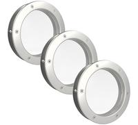 MLS Hublot B4000, Set de 3 Pièces, en Aluminium, Verre de Sécurité Feuilleté, Convient aux Portes de 40 mm D'épaisseur, Vis de Fixation Visibles des Deux Côtés, Ø 250 mm, Verre Clair, Argenté
