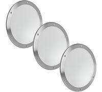 MLS Hublot B5000 de Porte, en Acier Inoxydable, Verre de Sécurité Feuilleté, Montage Direct Sur Panneau de Porte, Sans Découpe, Vis Visibles d'un Côté, Set de 3 pcs x 1 Anneau Ø 250 mm, Verre Dépoli