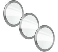 MLS Hublot B5000 de Porte, en Acier Inoxydable, Verre de Sécurité Feuilleté, Montage Direct Sur Panneau de Porte, Sans Découpe, Vis Visibles d'un Côté, Set de 3 pcs x 1 Anneau Ø 250 mm, Verre Clair