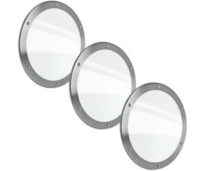 MLS Hublot B5000 de Porte, en Acier Inoxydable, Verre de Sécurité Feuilleté, Montage Direct Sur Panneau de Porte, Sans Découpe, Vis Visibles d'un Côté, Set de 3 pcs x 1 Anneau Ø 250 mm, Verre Clair