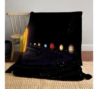 MLSOWM Couverture Polaire en Flanelle Planètes De l'univers Couverture Chaude Diagramme du Système Solaire oux et Confortables Plaids pour canapé, Bureau et lit, 130x150cm, Noir