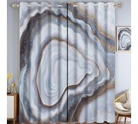 MLSOWM Lot de 2 Rideaux Occultants Tourbillon De Marbre Rideau Opaque Géométrie Abstraite Thermique Isolant Anti Froid Rideau à Oeillets pour Chambre, 117L X 137H cm, 2 Pièces, Gris