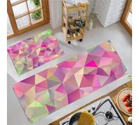 MLSOWM Lot de 2 Tapis de Cuisine Intérêt Visuel Antidérapants Tapis de Cuisine Anti-Fatigue Triangle De Gradient Paillasson décoratif pour Couloir, Entrée, Devant Évier (Rose,)