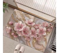 MLSOWM Paillasson Antidérapant pour Intérieur 40 x 60 cm, Fleur De Pêcher Marbrée Tapis de Porte Attrape-Poussière Surréalisme Tapis de Sol, Facile à Nettoyer pour Entrée, Porte et Couloir, Rose