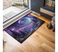 MLSOWM Paillasson Antidérapant pour Intérieur 60 x 120 cm, Vue Nocturne Ruisseaux Cascades Tapis de Porte Nébuleuse Galaxie Spirale Fantastique Tapis de Sol pour Entrée, Porte, Couloir, Violet