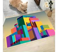 MLSOWM Paillasson Attrape-Poussière Géométrie Moderne Tapis de Sol Antidérapant Lavable en Machine Architecture Abstraite Tapis d'Entrée Absorbantes pour Entrée, Porte et Couloir, Jaune, 80 x 120 cm