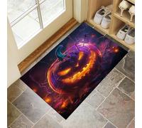 MLSOWM Paillasson Attrape-Poussière, Tapis de Sol Paysage Infernal Antidérapant Lavable en Machine, Tapis d'Entrée Jack-O'-Lantern Absorbantes pour Chien, Entrée, Porte et Couloir, Violet, 50 x 80 cm