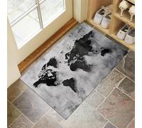 MLSOWM Paillasson Carte du Monde en Béton 80 x 120 cm Tapis de Sol Esthétique Grunge Rock Tapis d'entrée Antidérapant Lavable Tapis de Bienvenue pour intérieur, Cuisine, Salle, Couloir - Gris