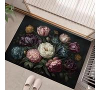 MLSOWM Paillasson D'entrée Antidérapant Bouquet Vintage Paillasson à Poils Courts Style des Maîtres Hollandais Antiques Tapis de Bienvenue pour Chambre à Coucher, Cuisine, Porche, 40 x 60 cm, Vert