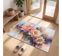 MLSOWM Paillasson Floral Minimaliste Et Luxueux, Décoration Fête pour Intérieur et Extérieur, | Tapis de Porte Pivoine Magnifique, Antidérapant, Absorbant pour Porte d'Entrée, Cuisine, Porche