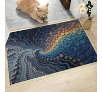 MLSOWM Paillasson Intérieur 40 x 60 cm Tapis de Porte Style Mosaïque Abstrait Antidérapant Absorbant Tapis Entrée Intérieur Rayons De Glace Et De Feu Lavable pour Chambre, Cuisine, Couloir, Bleu