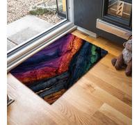 MLSOWM Paillasson Intérieur 40 x 60 cm, Tapis Montagnes Abstraites Entrée Intérieur, Tapis Surface Rocheuse d'entrée Antidérapant et Absorbant, Lavable pour Porte, Couloir, et Balcon, Violet