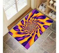 MLSOWM Paillasson Intérieur 40x60 cm, Tapis d'entrée Rayonnement Lumineux Antidérapant et Lavable Tapis de Sol Motif Tie-Dye Résistant pour Porte D'entrée, Couloir, et Balcon - Bleu Foncé