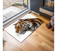 MLSOWM Paillasson Intérieur 50 x 80 cm, Tapis Portraits d'animaux Entrée Intérieur, Tapis Tigre d'entrée Antidérapant et Absorbant, Lavable pour Porte, Couloir, et Balcon, Blanc