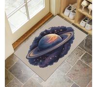 MLSOWM Paillasson Intérieur 60 x 120 cm Tapis de Porte Univers Ciel Étoilé Antidérapant Absorbant Tapis Entrée Intérieur Saturne Lavable Facile à Nettoyer pour Chambre, Cuisine, Couloir, Bleu-Violet