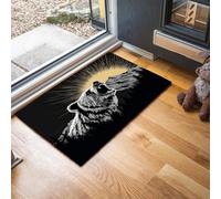 MLSOWM Paillasson Intérieur 60 x 120 cm, Tapis Montagnes du Soleil Entrée Intérieur, Tapis Grizzly Rugissant d'entrée Antidérapant et Absorbant, Lavable pour Porte, Couloir, et Balcon, Noir