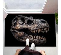 MLSOWM Paillasson Intérieur 60 x 90 cm, Tapis d'entrée Tyrannosaure Rex Antidérapant et Lavable Tapis de Sol Crânes d'animaux Résistant pour Porte D'entrée, Couloir, et Balcon - Noir
