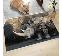 MLSOWM Paillasson Intérieur 90 x 150 cm Tapis de Porte Carte De L'Afrique Antidérapant Absorbant Tapis Entrée Intérieur Fissure du Marbre Rhino Lavable pour Chambre, Cuisine, Couloir, Gris