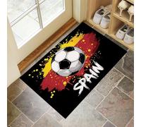 MLSOWM Paillasson Interieur Entree 40x60 cm, Tapis de Porte Football Graffiti Tapis de Sol Antidérapant Lavable Mince Drapeau Espagnol Facile à Nettoyer pour Cuisine, Chambre, Entrée, Noir