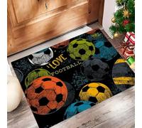 MLSOWM Paillasson Interieur Entree 80 x 120 cm, Tapis de Porte Ballon Football Tapis de Sol Antidérapant Lavable Mince Mots « J'adore Jouer Au Football » pour Cuisine, Chambre, Entrée, Vert Sauge