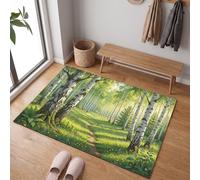 MLSOWM Paillasson Intérieur Forêt De Bouleaux D'Été 80 x 120 cm, Ultra Fin | Tapis de Porte Bouleaux Chemin, Antidérapant et Lavable, Absorbant l'eau, Paillasson de Bienvenue Décoration