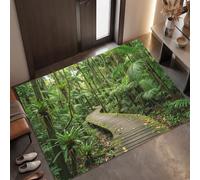 MLSOWM Paillasson Intérieur Sentier De La Jungle 60 x 120 cm, Ultra Fin | Tapis de Porte Promenade en Bois Forêt Primaire, Antidérapant et Lavable, Absorbant l'eau, Paillasson de Bienvenue Décoration