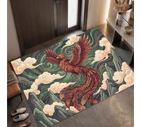 MLSOWM Paillasson Nouveaux Animaux Mythiques Ukiyo-E pour Une Entrée Propre Toute l’Année, 60 x 90 cm | Tapis de Porte Phénix Nuages Bon Augure Sommet Montagne, Antidérapant et Facile à Nettoyer